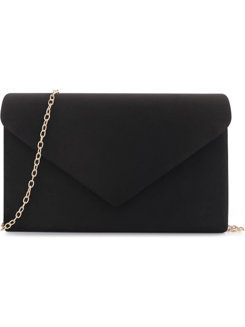 Women's Black Faux Suede Clutch Purse Evening Wedding Prom Crossbody Bag
